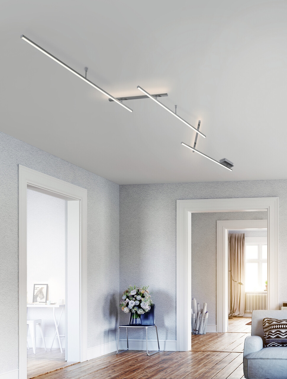 Plafoniera Indira, TRIO, 245x50x6.5 cm, 25W, 1x SMD, metal, nichel mat - imagine 4